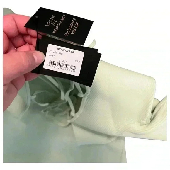 Maje NWT Ruche Vert Tie-Back MIDI Dress in Light Green Size 38/Medium - Picture 6 of 13